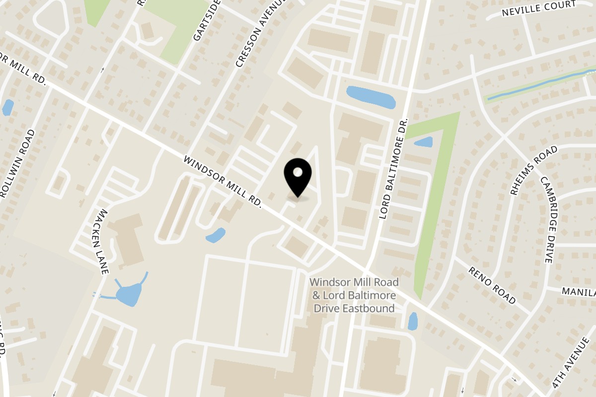 Map showing the location of Topolino's on 7216 Windsor Mill Rd Suite-A in Windsor Mill